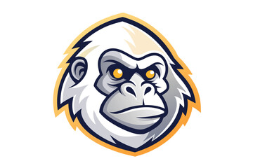 Fierce gorilla head sports a determined glare, with a golden fur crown