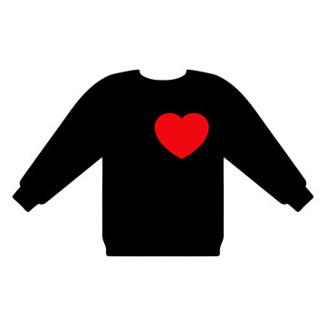 black sweater with red heart clip art preview