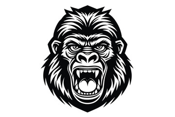 Fototapeta premium The ape looks seriously imposing as he stares straight ahead, framed with orange fur