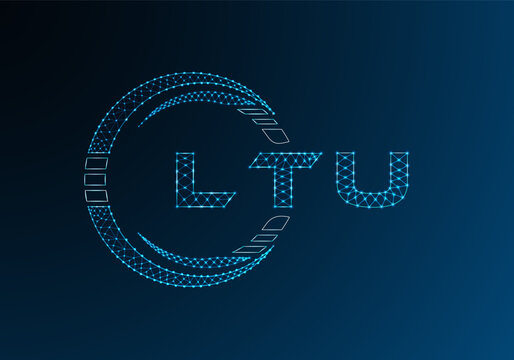 LTU low poly letter logo vector design. LTU lower poly logo design. Low poly logo.
