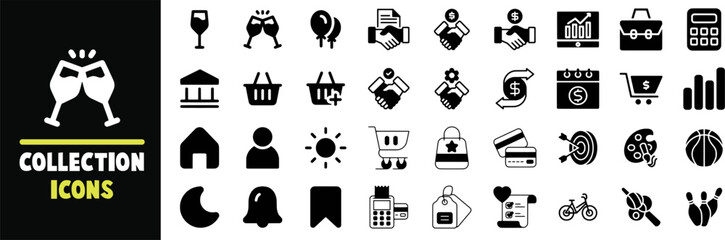 Diverse Collection of Business and Lifestyle Icons vector illustration