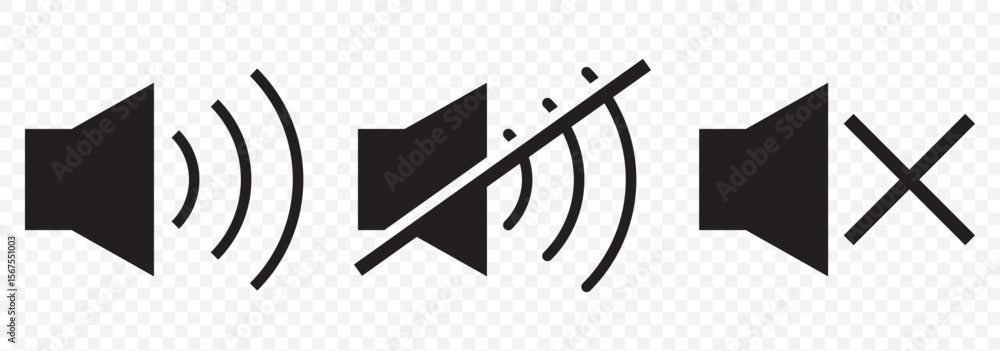 Poster an icon that increases and reduces the sound. icon showing the mute. a set of sound icons with diffe
