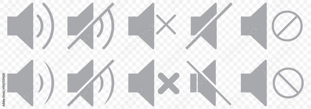 Poster an icon that increases and reduces the sound. a set of sound icons with different signal levels in a