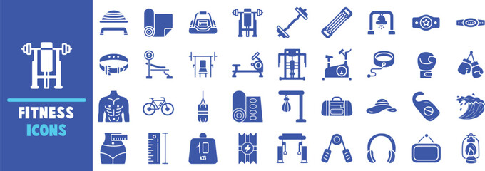 Diverse fitness equipment and activity symbols for health and wellness vector illustration