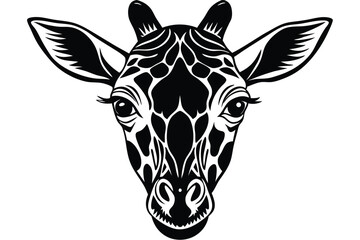 Gradient giraffe head shows the simple, line art in front facing design with charm