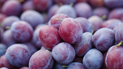 Succulent plums with a frosty blush, symbolizing autumnal plenty and the peculiar vigor of International Fruit Day