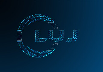 LUJ low poly letter logo vector design. LUJ lower poly logo design. Low poly logo.