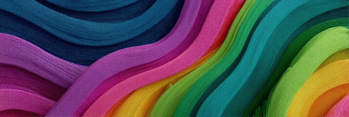 Waves of vibrant fabric meander like a rainbow river during Holi Festival, celebrating the kaleidoscopic dance of colors