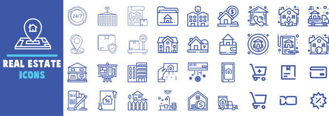 Real estate icons collection graphic design illustration vector set