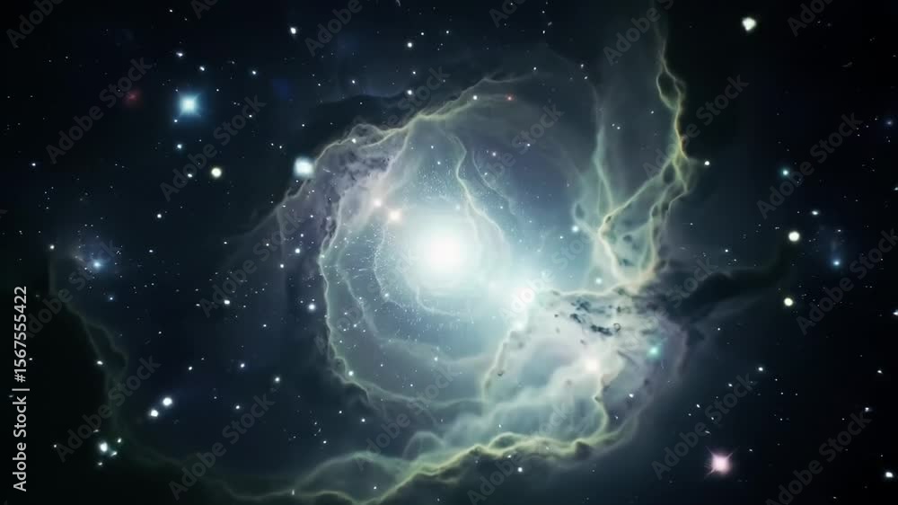 Poster deep space exploration reveals stunning nebula formations amidst a field of distant stars creating