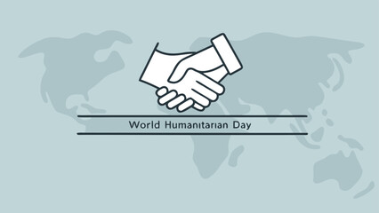 World Humanitarian Day: Global Cooperation, Partnership, and Aid; Simple Line Art Graphic; Calm, Hopeful, and Collaborative Mood.