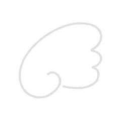 グレーの天使の羽や翼の線画イラスト素材 - シンプルでポップなゆめかわ系の翼のデコレーション
