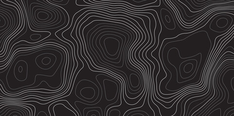 A minimalist, abstract background featuring a topographical map pattern. Thin, flowing contour lines in shades of light grey and white undulate across a dark, solid grey or black canvas.