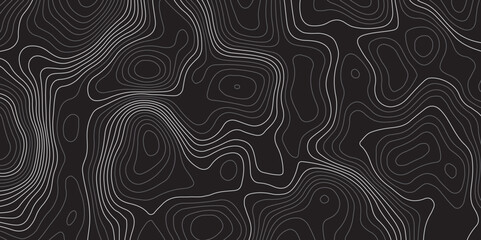 A minimalist, abstract background featuring a topographical map pattern. Thin, flowing contour lines in shades of light grey and white undulate across a dark, solid grey or black canvas.