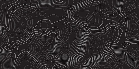 A minimalist, abstract background featuring a topographical map pattern. Thin, flowing contour lines in shades of light grey and white undulate across a dark, solid grey or black canvas.