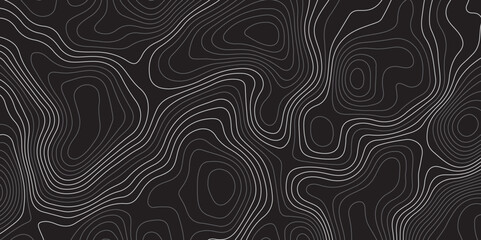 A minimalist, abstract background featuring a topographical map pattern. Thin, flowing contour lines in shades of light grey and white undulate across a dark, solid grey or black canvas.