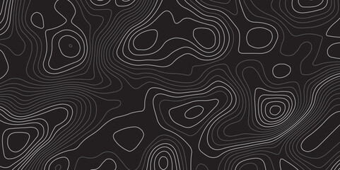 A minimalist, abstract background featuring a topographical map pattern. Thin, flowing contour lines in shades of light grey and white undulate across a dark, solid grey or black canvas.