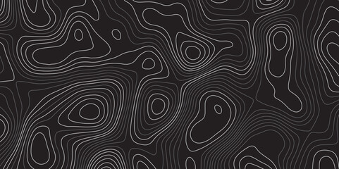 A minimalist, abstract background featuring a topographical map pattern. Thin, flowing contour lines in shades of light grey and white undulate across a dark, solid grey or black canvas.