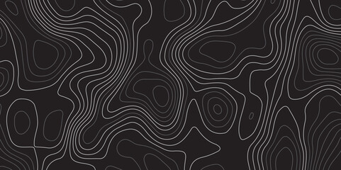 A minimalist, abstract background featuring a topographical map pattern. Thin, flowing contour lines in shades of light grey and white undulate across a dark, solid grey or black canvas.