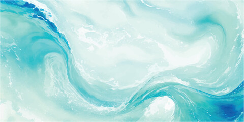 Fototapeta premium Soft watercolor wave background with pastel blue and green gradients. Perfect for spa branding, social media graphics, and serene designs. 