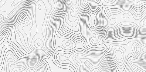 A seamless, minimalist background featuring abstract topographic contour lines in soft greys over a clean white canvas. The undulating,wavy lines form organic,layered shapes resembling elevation maps. © feroj