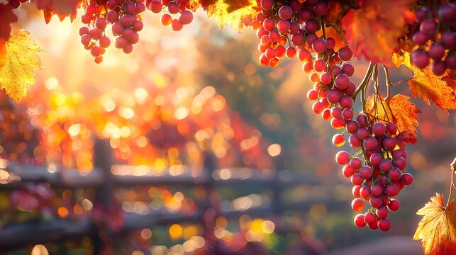Grape trellis under the sunshine and tasting tourists