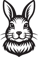 Adorable Bunny Rabbit Face Line Art Illustration