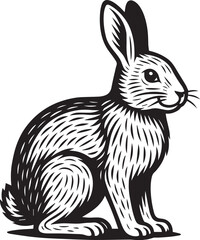 Elegant Line Art Illustration of a Sitting Rabbit