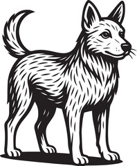 Majestic Canine Illustration Black and White Dog Drawing