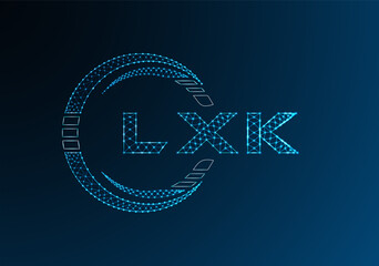 LXK low poly letter logo vector design. LXK lower poly logo design. Low poly logo.