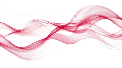 Elegant Crimson Wave Abstract: Flowing, Translucent Red Lines on White Background