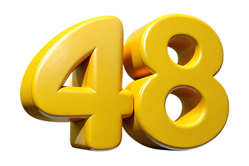 Obraz premium 3D Yellow Number 48 Bold Glossy Icon Design