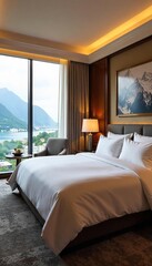 Luxurious Hotel Suite King-Size Bed, Breathtaking View, Relax and Rejuvenate in Opulent Comfort