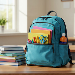 school bag with books