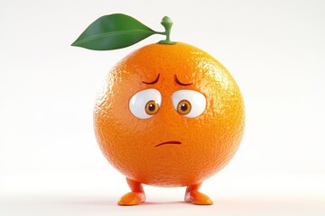 Clementine isolated in 3d cartoon character on white background