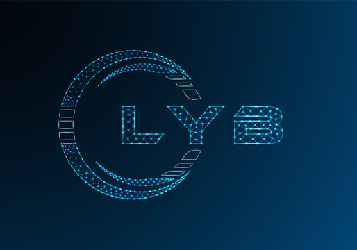 LYB low poly letter logo vector design. LYB lower poly logo design. Low poly logo.