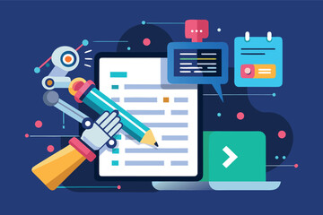 Robotic hand using pen to write on a digital tablet while interacting with various applications