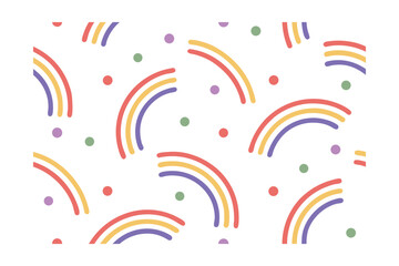 Naklejka premium Colorful rainbow arcs dots scattered on a forming a repeating pattern yellow