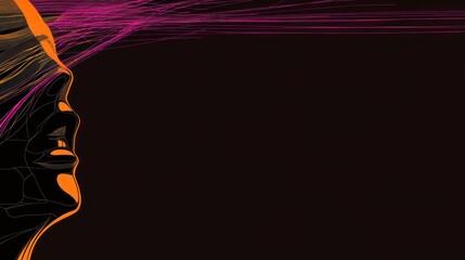 Abstract Profile: Ethereal Lines and Vibrant Hues in a Dark Canvas