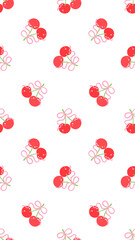 Cherry with Ribbon Sweet Red Fruit Decoration Illustration