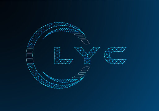 LYC low poly letter logo vector design. LYC lower poly logo design. Low poly logo.