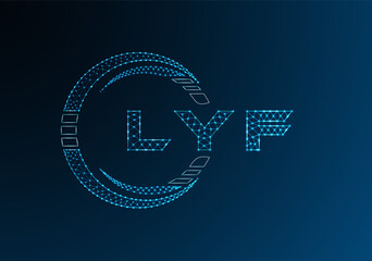 LYF low poly letter logo vector design. LYF lower poly logo design. Low poly logo.