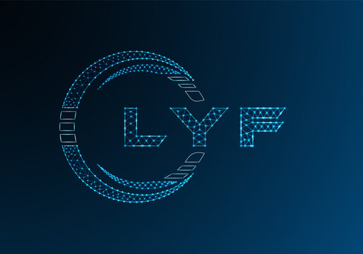 LYF low poly letter logo vector design. LYF lower poly logo design. Low poly logo.