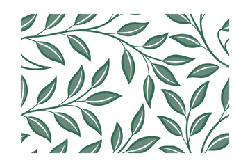 Fototapeta premium Green leaves on branches arranged in a repeating pattern on a botanical leaf