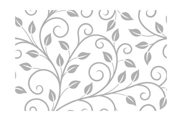 Gray floral pattern with leaves swirls on a decorative design element vector
