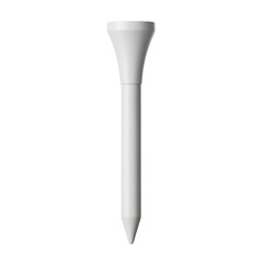 An isolated golf tee stands prominently against a black backdrop, showcasing its sleek design and essential role in the sport, perfect for golfing content or sporting goods promotions.