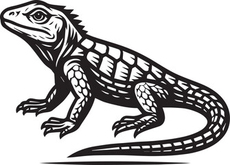 Elegant Black and White Lizard Illustration