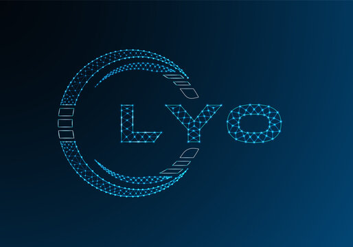LYO low poly letter logo vector design. LYO lower poly logo design. Low poly logo.