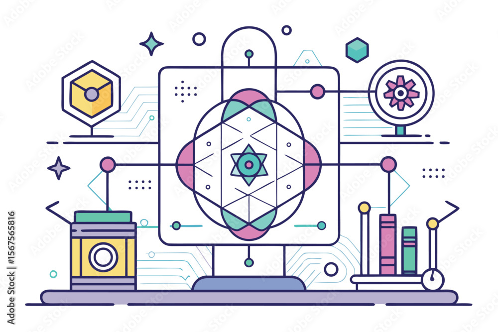 Poster exploration of scientific concepts through abstract design elements in a digital workspace