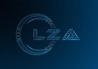LZA low poly letter logo vector design. LZA lower poly logo design. Low poly logo.